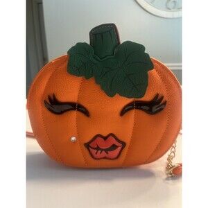 NWOT Betsey Johnson Pumpkin Kitsch Crossbody Bag Orange Halloween Purse Handbag